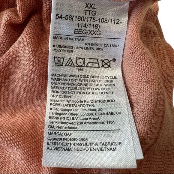 GAP Peach Short Sleeve Relaxed Linen Blend Henley T-Shirt, XXL - Picture 8 of 8